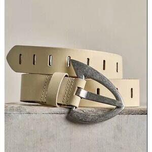 NWT Free People We The Free Noa Leather Belt Cream Neutral L Boho Western